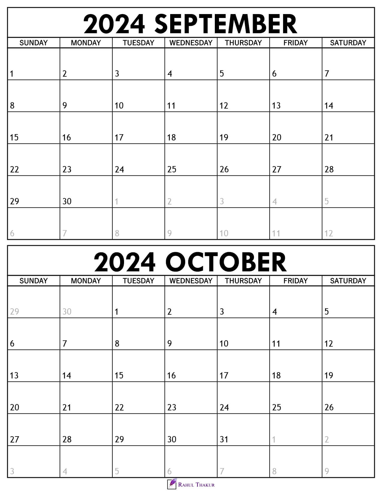 September October 2024 Calendar