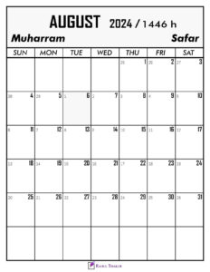 August 2024 Calendar With Hijri Dates