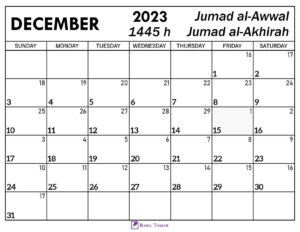 December 2023 Islamic Calendar