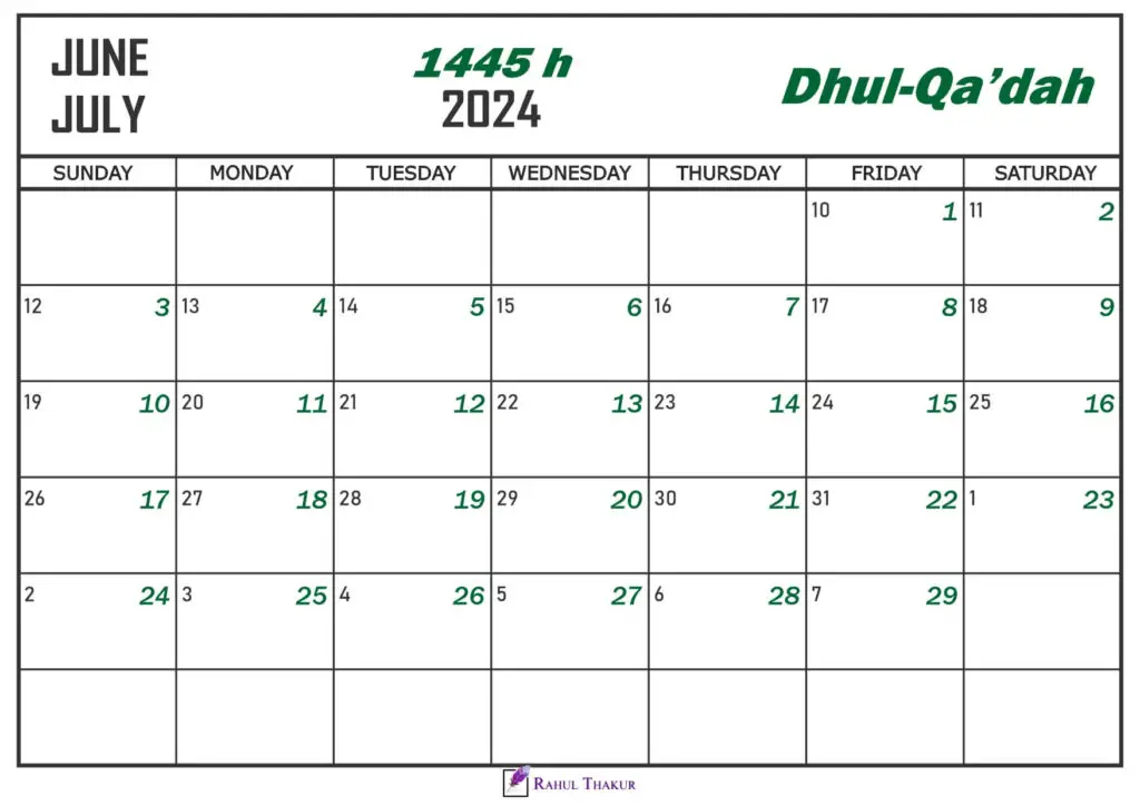Dhul Qadah 1445 Islamic Calendar
