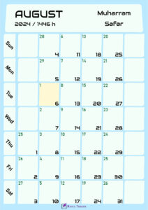Hijri Calendar for August 2024