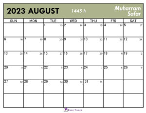 Islamic Calendar for August 2023
