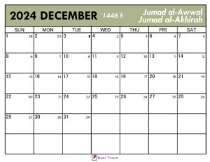 Islamic Calendar for December 2024