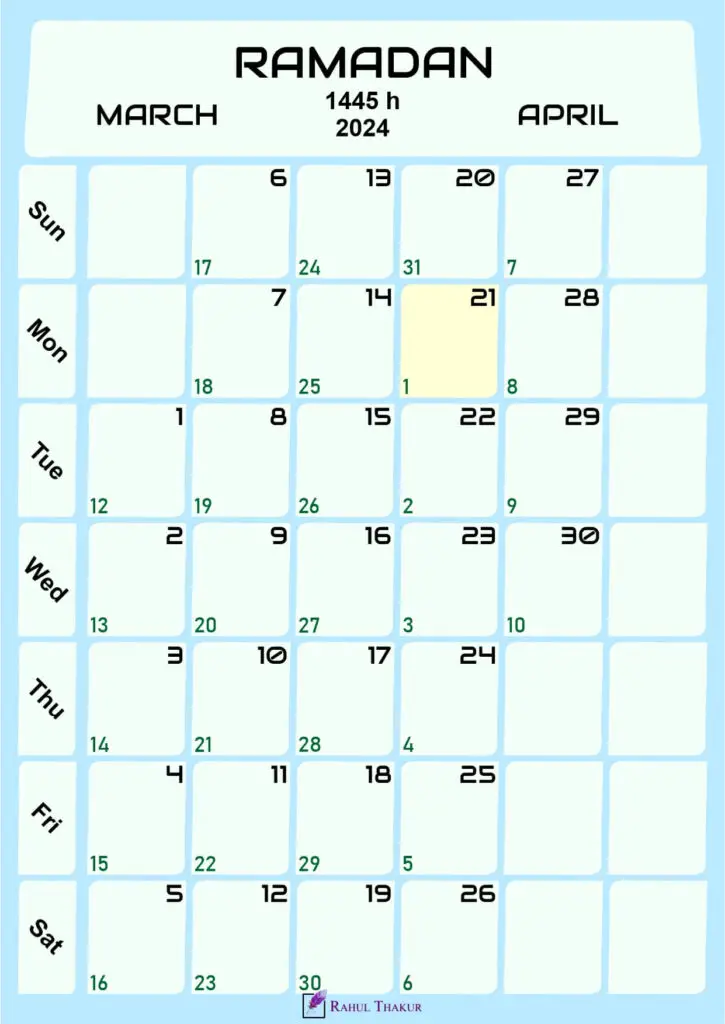 March 2024 Calendar With Hijri Dates Thakur Writes, 52 OFF