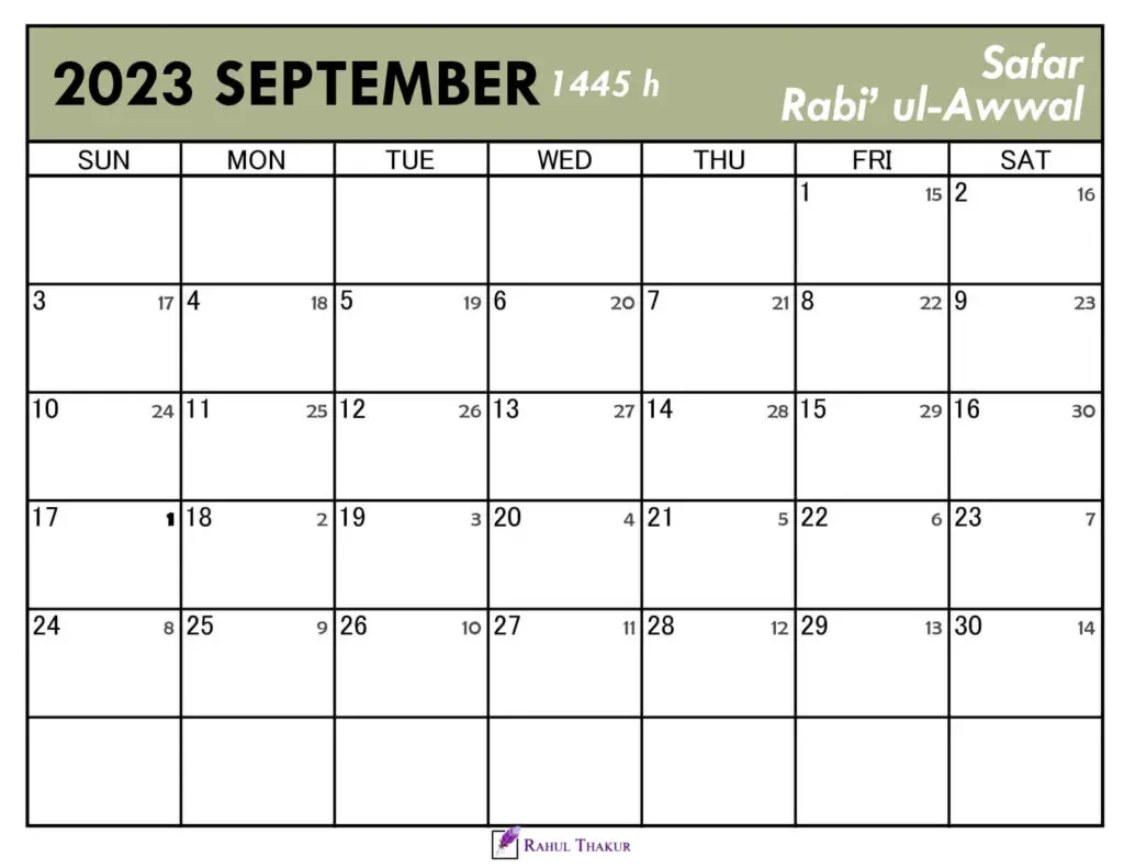 Islamic Calendar for September 2023