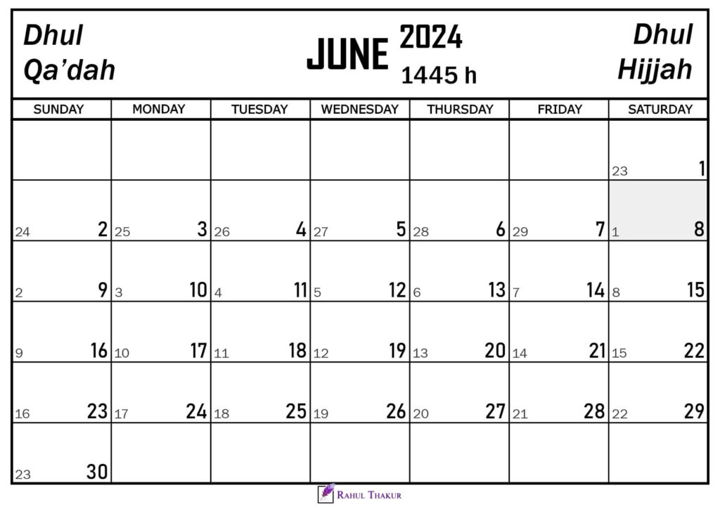 June 2024 Hijri Calendar