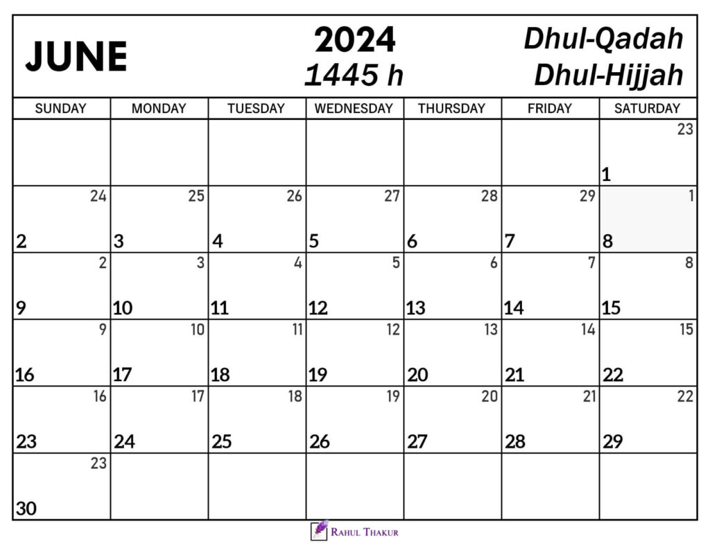 June 2024 Islamic Calendar 1