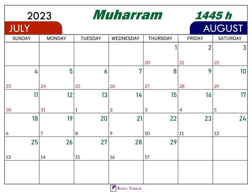 Muharram 1445 Calendar 1