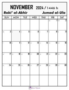 November 2024 Calendar With Hijri Dates
