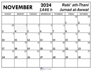November 2024 Islamic Calendar 1