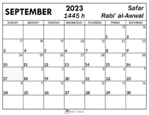 September 2023 Islamic Calendar