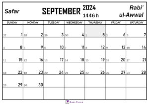 September 2024 Hijri Calendar