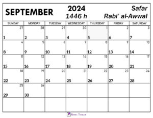 September 2024 Islamic Calendar 1