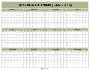 2025 Hijri Calendar Template