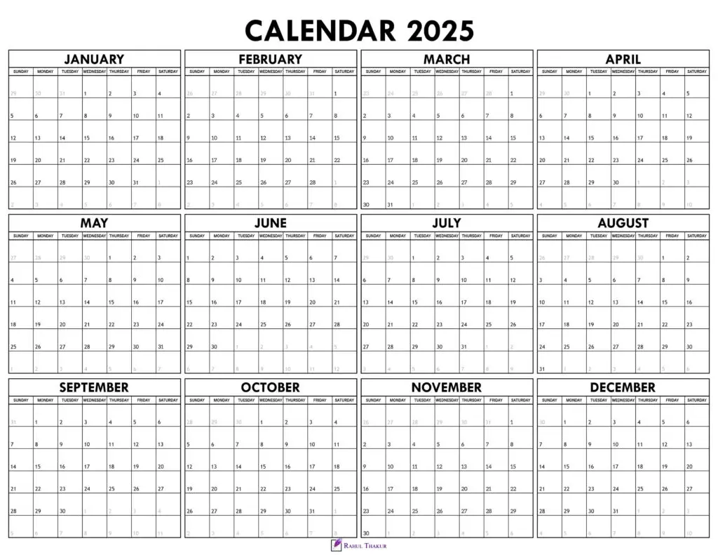 2025 Yearly Calendar