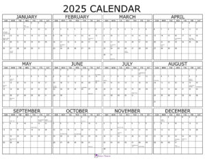 2025 Yearly Holiday Calendar