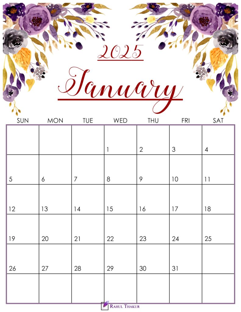 Cute January 2025 Calendar