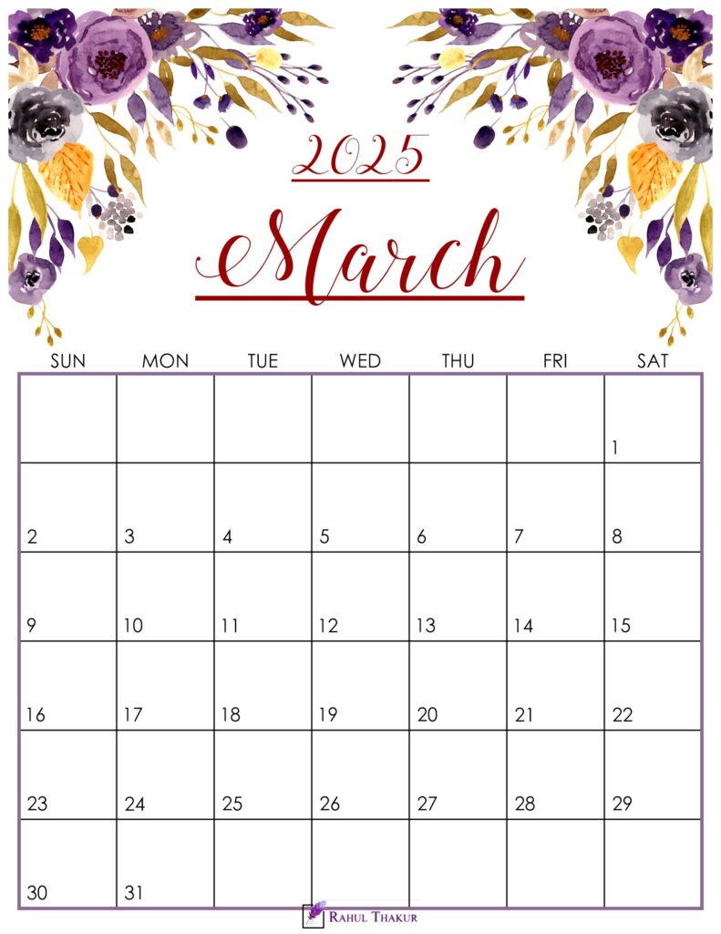 Cute March 2025 Calendar