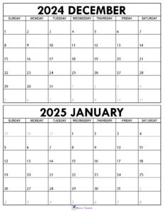 December 2024 January 2025 Calendar