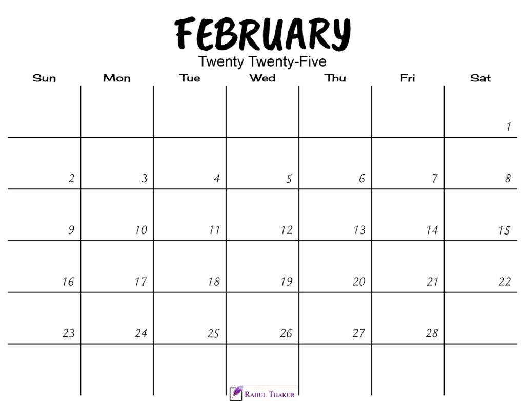 February 2025 Calendar Printable