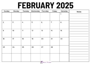 February 2025 Calendar With Notes