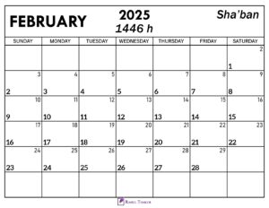 February 2025 Islamic Calendar