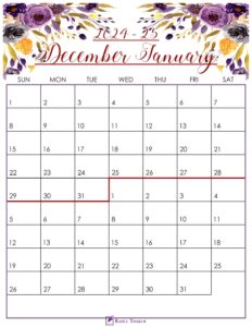 Floral December 2024 January 2025 Calendar