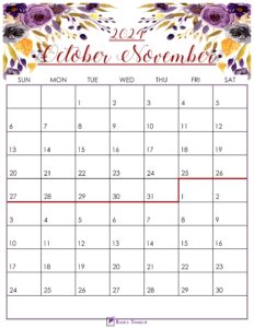 Floral October November 2024 Calendar