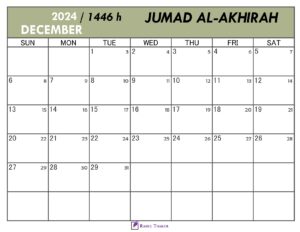 Hijri Calendar for Jumad al-Akhirah 1446