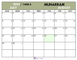 Hijri Calendar for Muharram 1446