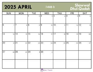 Islamic Calendar for April 2025