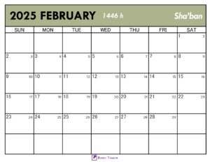 Islamic Calendar for February 2025