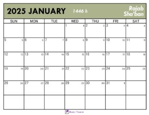 Islamic Calendar for January 2025