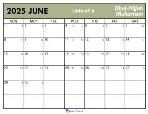 Islamic Calendar for June 2025