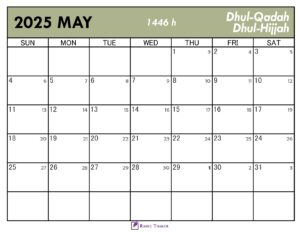 Islamic Calendar for May 2025