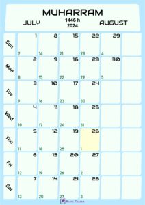 Islamic Calendar for Muharram 1446