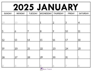 January 2025 Calendar