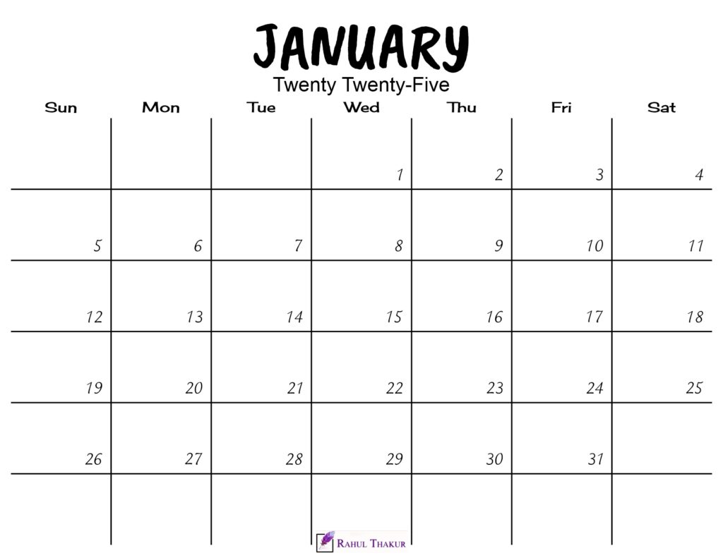 January 2025 Calendar Printable