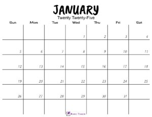 January 2025 Calendar Printable