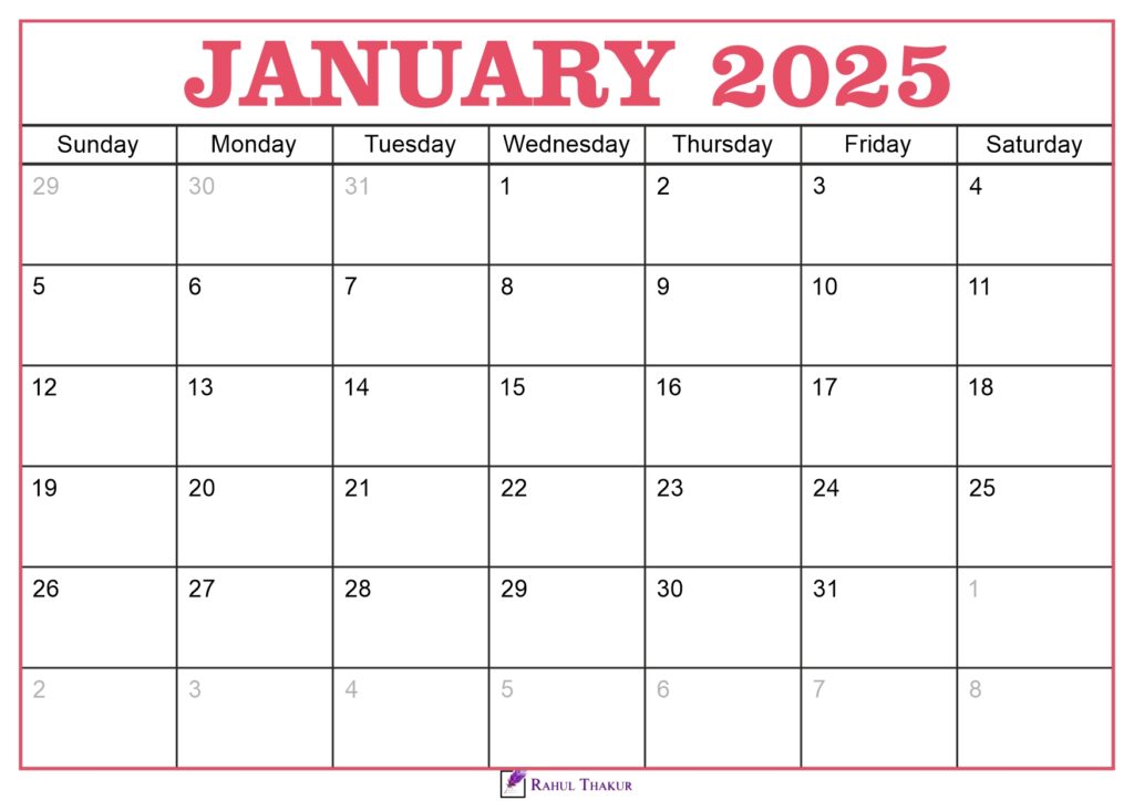 January 2025 Calendar Template