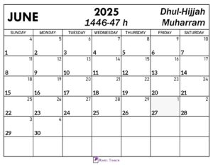 June 2025 Islamic Calendar