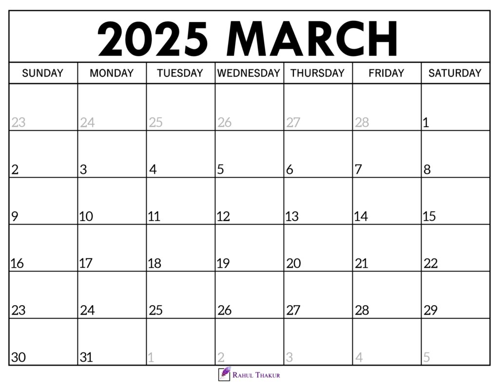 March 2025 Calendar