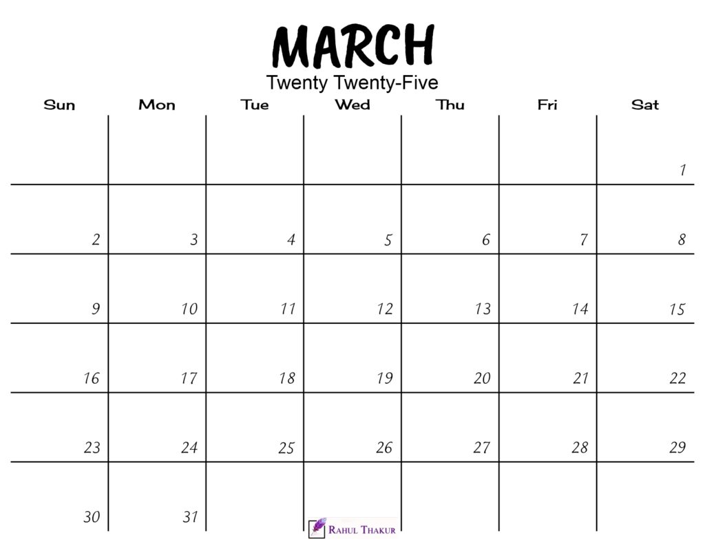 March 2025 Calendar Printable