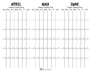 Printable April to June 2025 Calendar