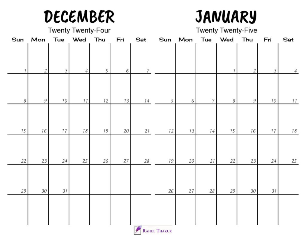 Printable December 2024 January 2025 Calendar