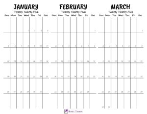 Printable January to March 2025 Calendar