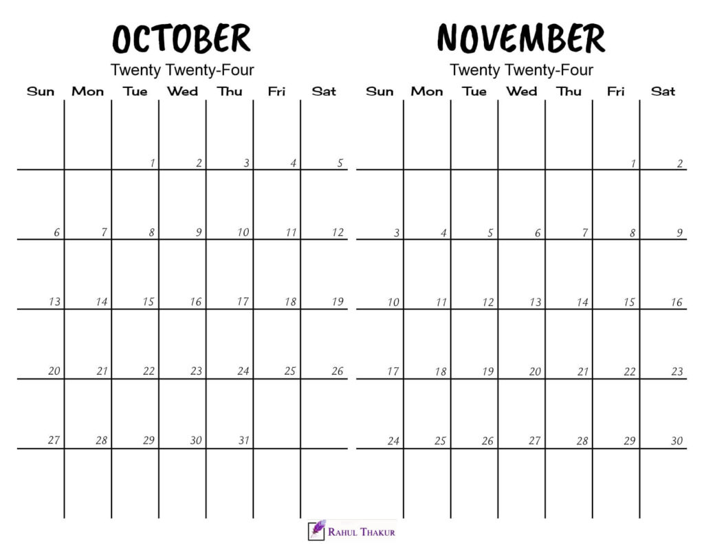 Printable October November 2024 Calendar