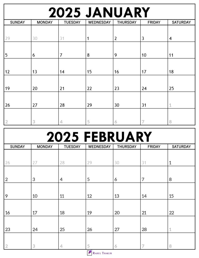 January February 2025 Calendar