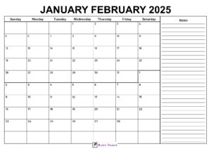 January February 2025 Calendar With Notes