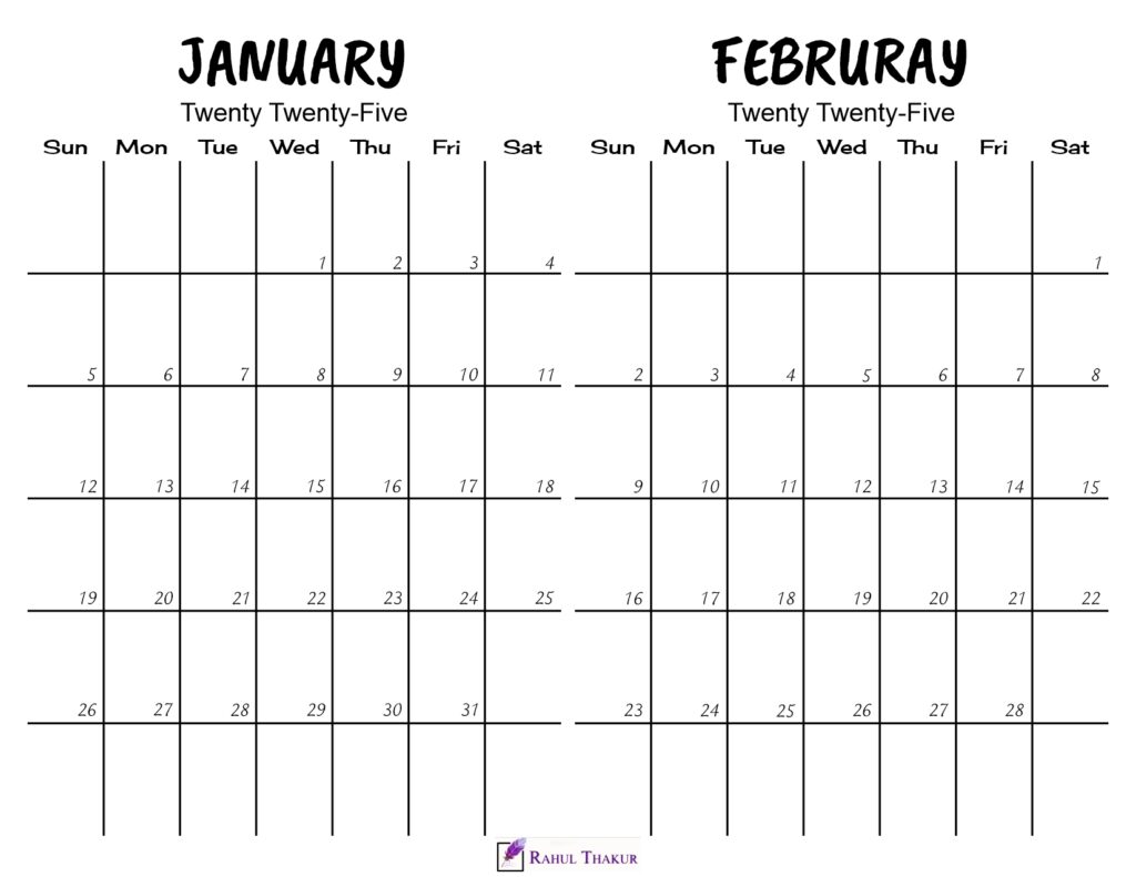 Printable January February 2025 Calendar